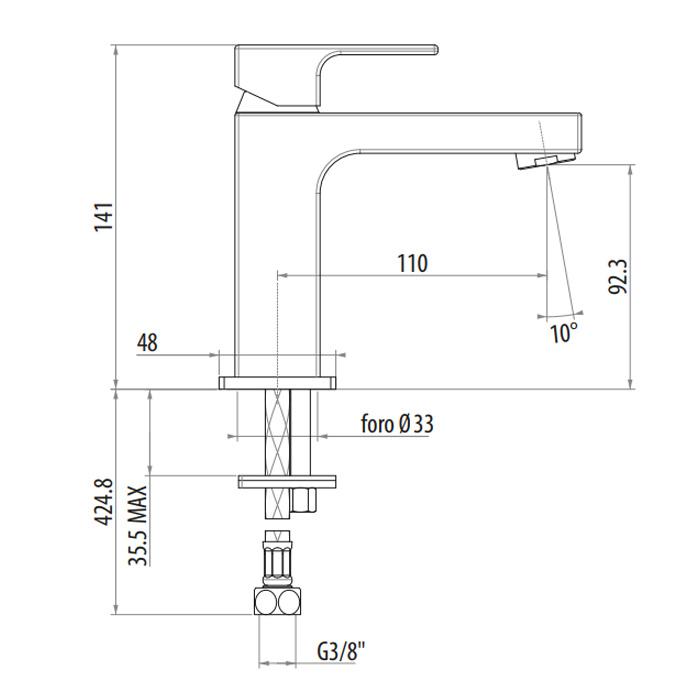 Смеситель для раковины Gattoni Kubik 2582/25C0 cr