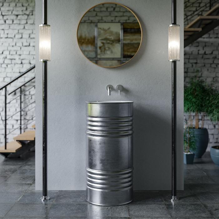 Раковина напольная Kerasan Artwork Barrel Bianco plata 474386 90х45