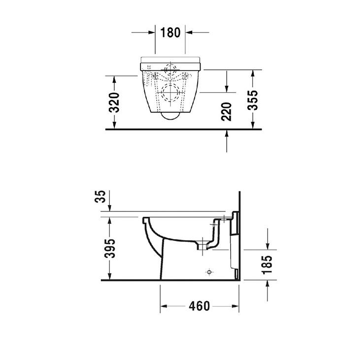 Биде напольное Duravit Starck 3 2230100000 56x36