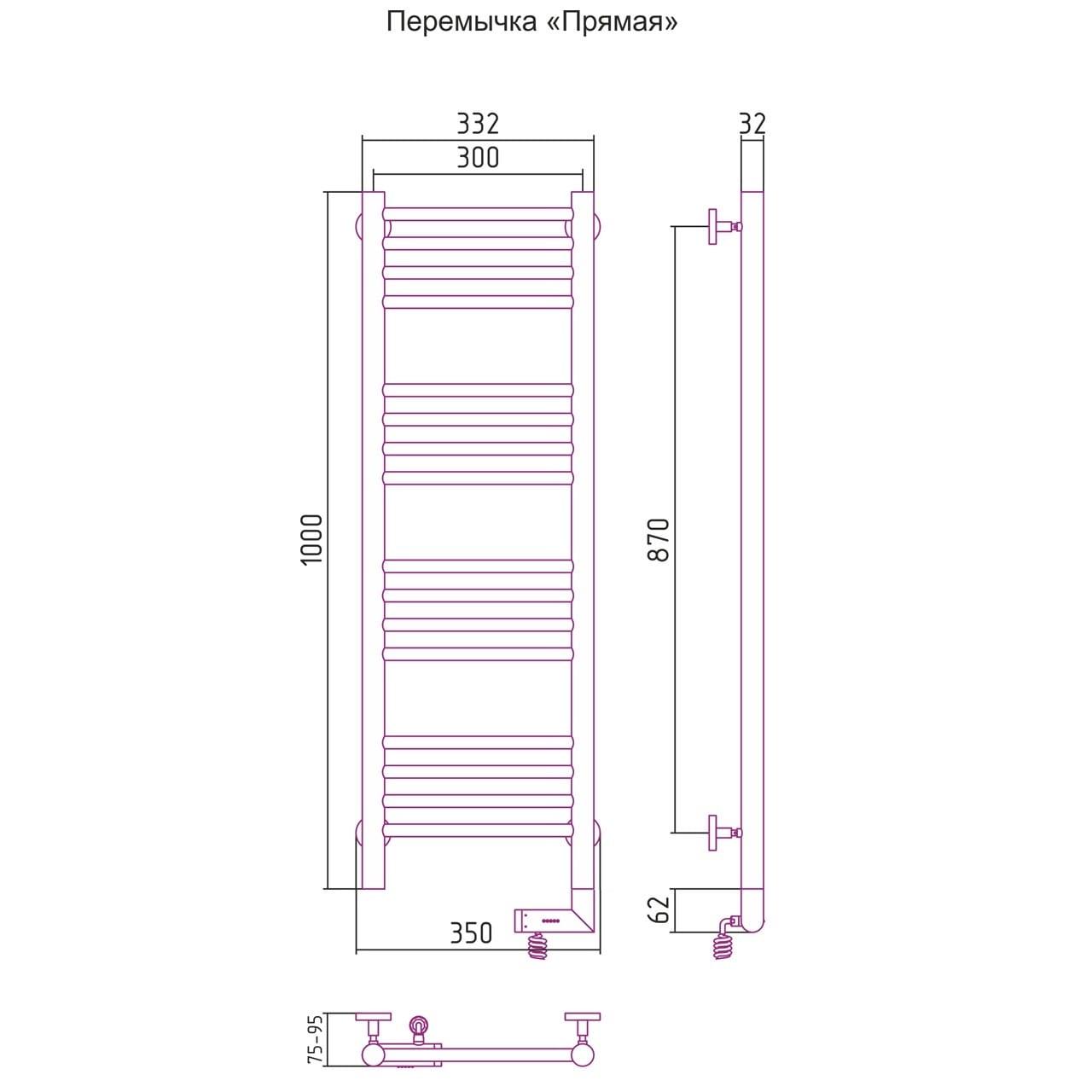 Полотенцесушитель электрический Сунержа Богема 2.0 правый 00-5205-1030 100x30