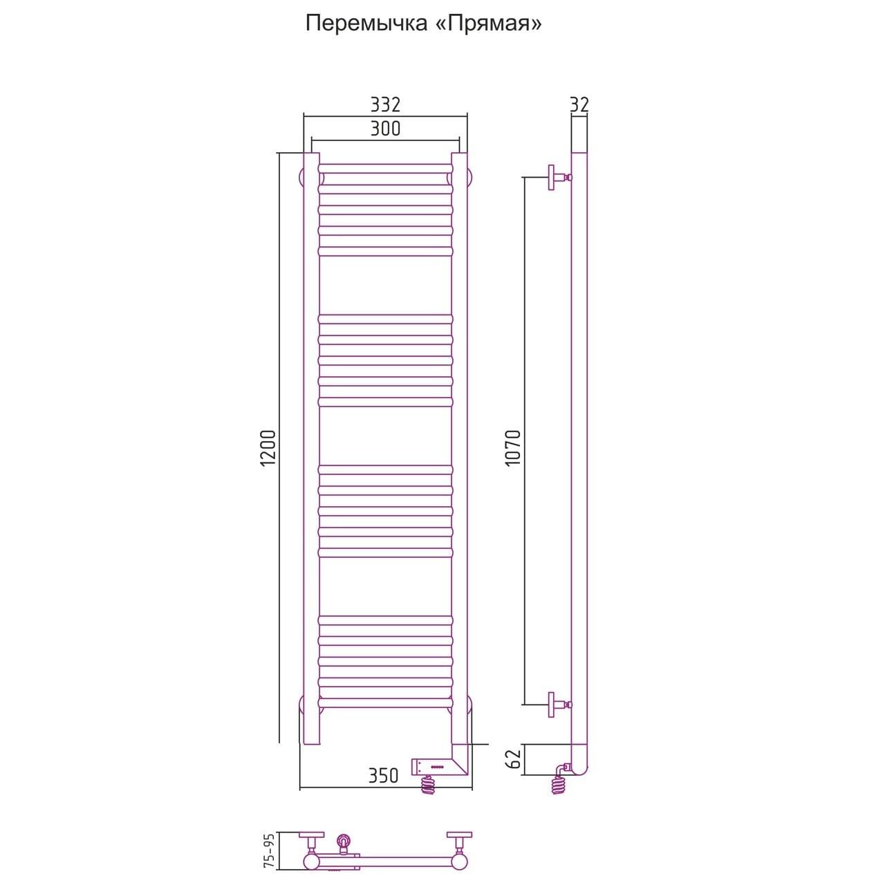 Полотенцесушитель электрический Сунержа Богема 2.0 правый 30-5205-1230 120x30