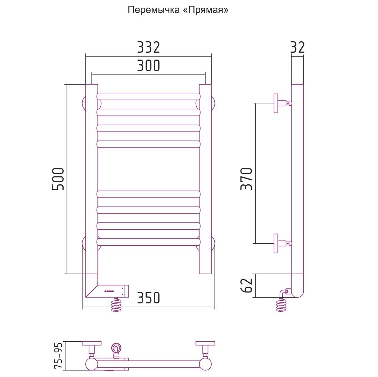 Полотенцесушитель электрический Сунержа Богема 2.0 левый 31-5204-5030 50x30