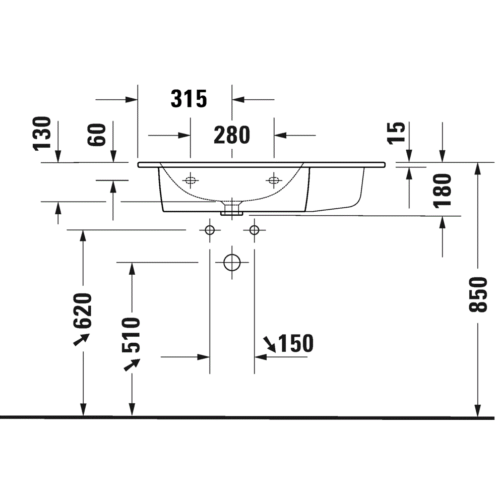 Раковина подвесная Duravit ME by Starck 2345830000 83x49
