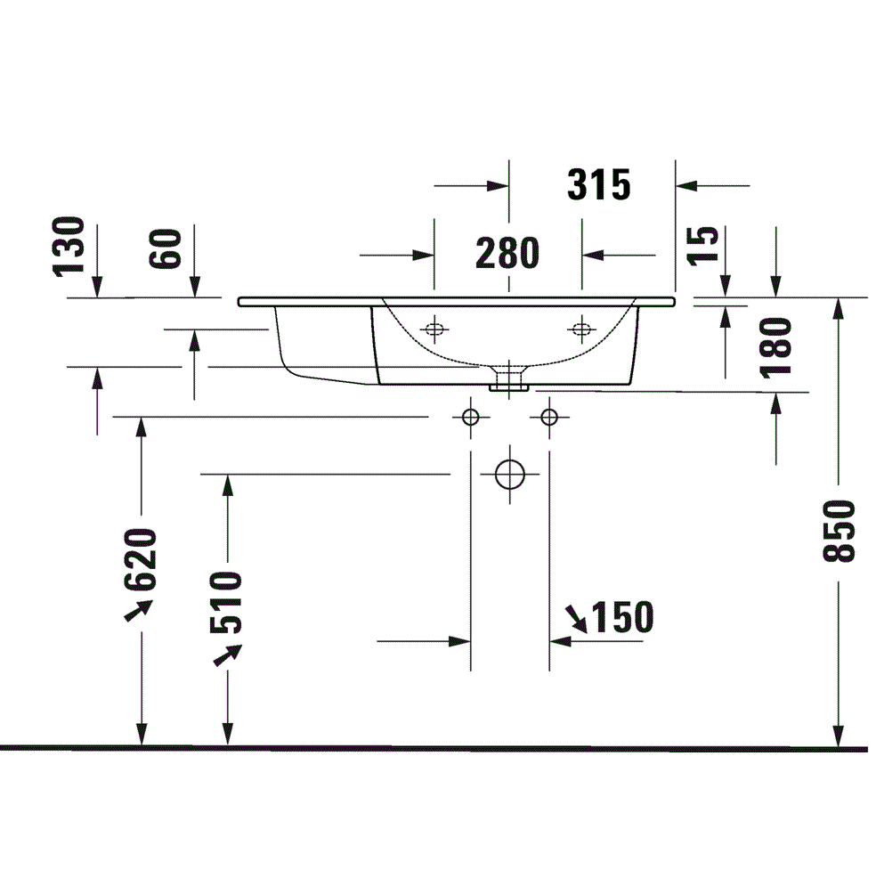 Раковина подвесная Duravit ME by Starck 2346830000 83x49