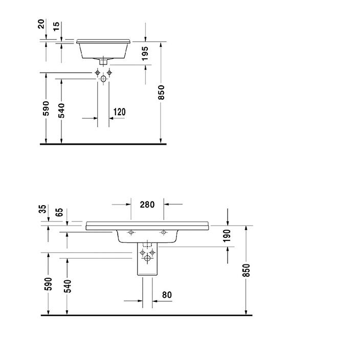 Раковина для мебели Duravit Starck 3 0304100000 105x48