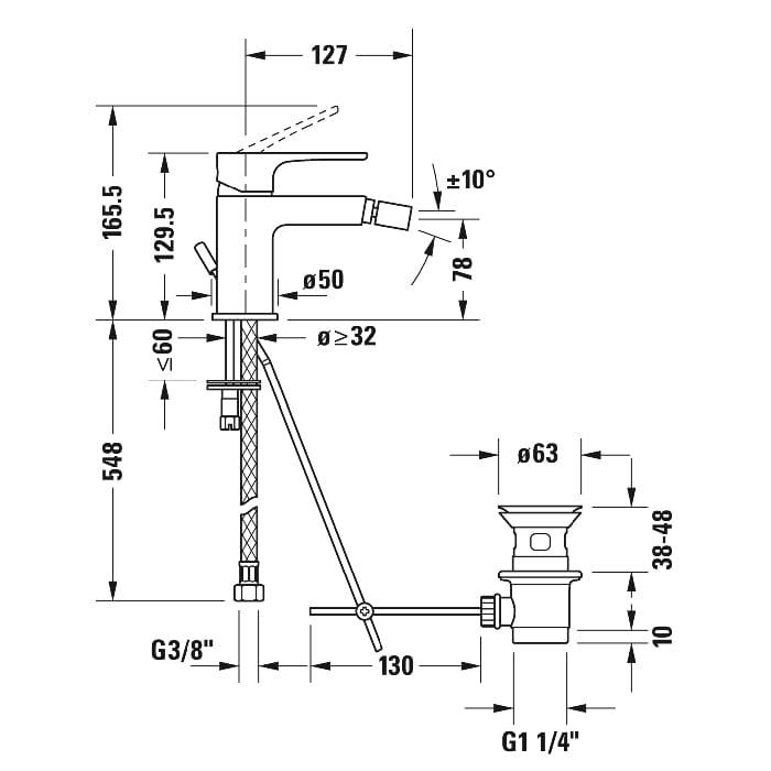 Смеситель для биде Duravit B.1 B12400001010