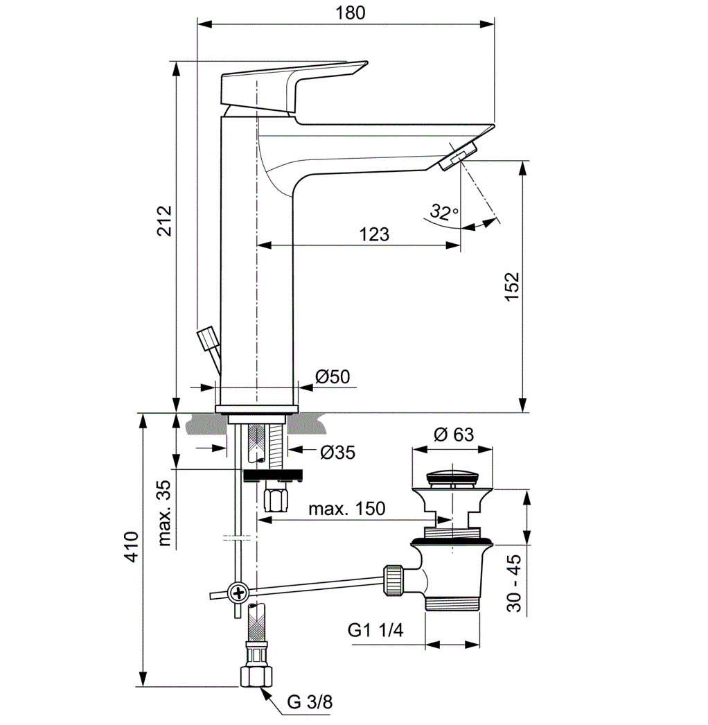Смеситель для раковины Ideal Standard Tesi A6563AA