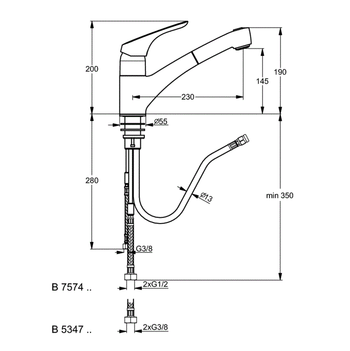 Смеситель для кухни Ideal Standard Cerasprint B5347AA