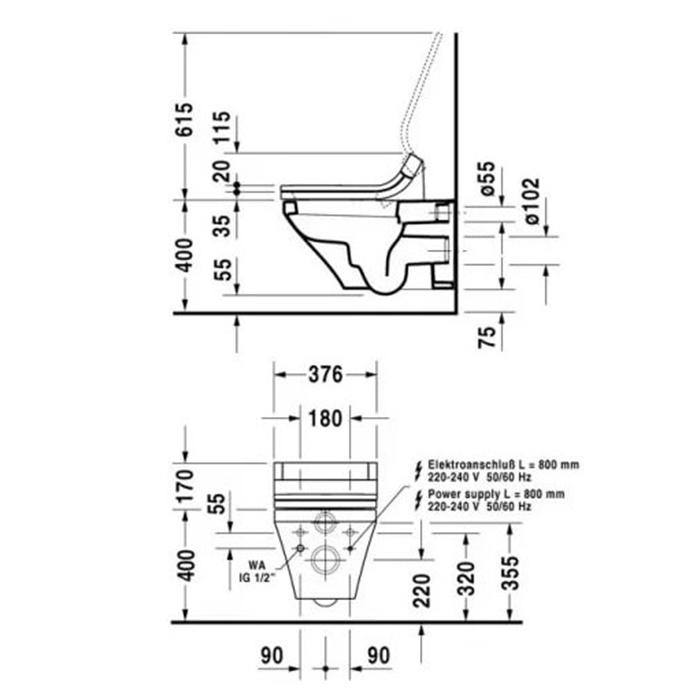 Унитаз подвесной Duravit DuraStyle 2537590000 62x37