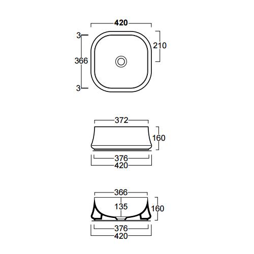 Раковина накладная Simas Sharp SH06bi*0 42х42