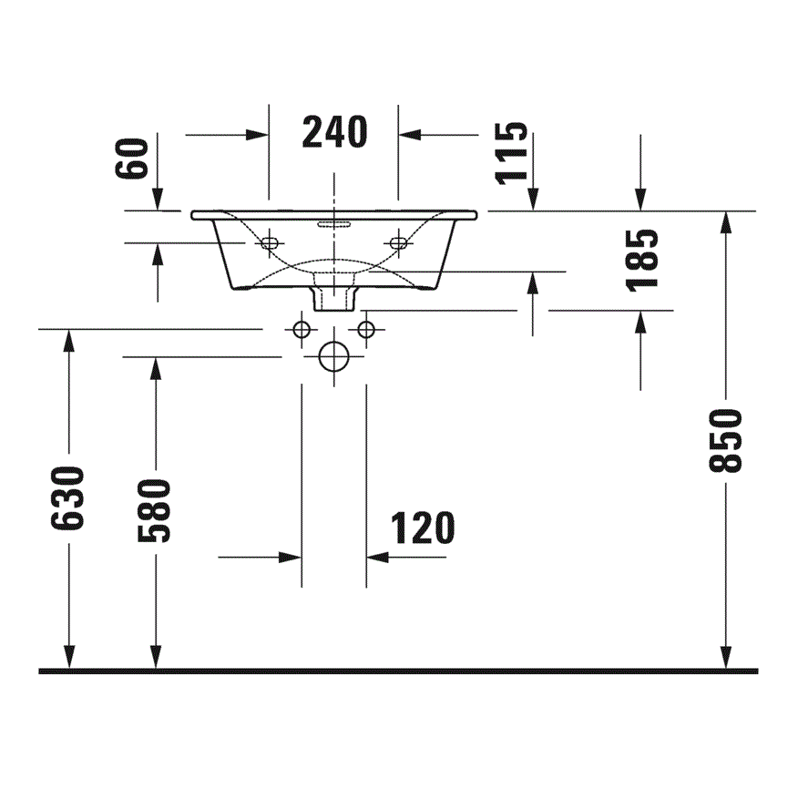 Раковина подвесная Duravit XViu 23445300001 53x43