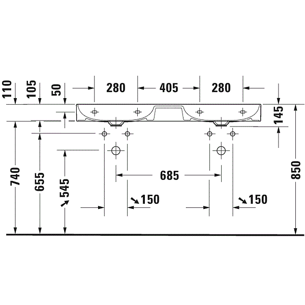 Раковина для мебели Duravit DuraSquare 23531200141 120x47