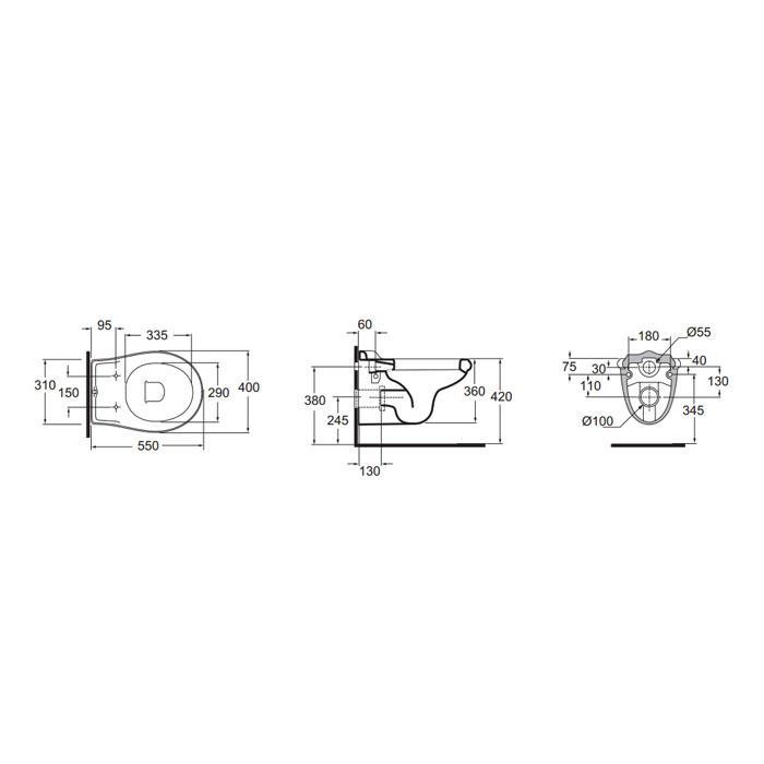 Унитаз подвесной Azzurra Jubilaeum JUVKSP000000BI/(JUB100/SOSK bi) 55х40
