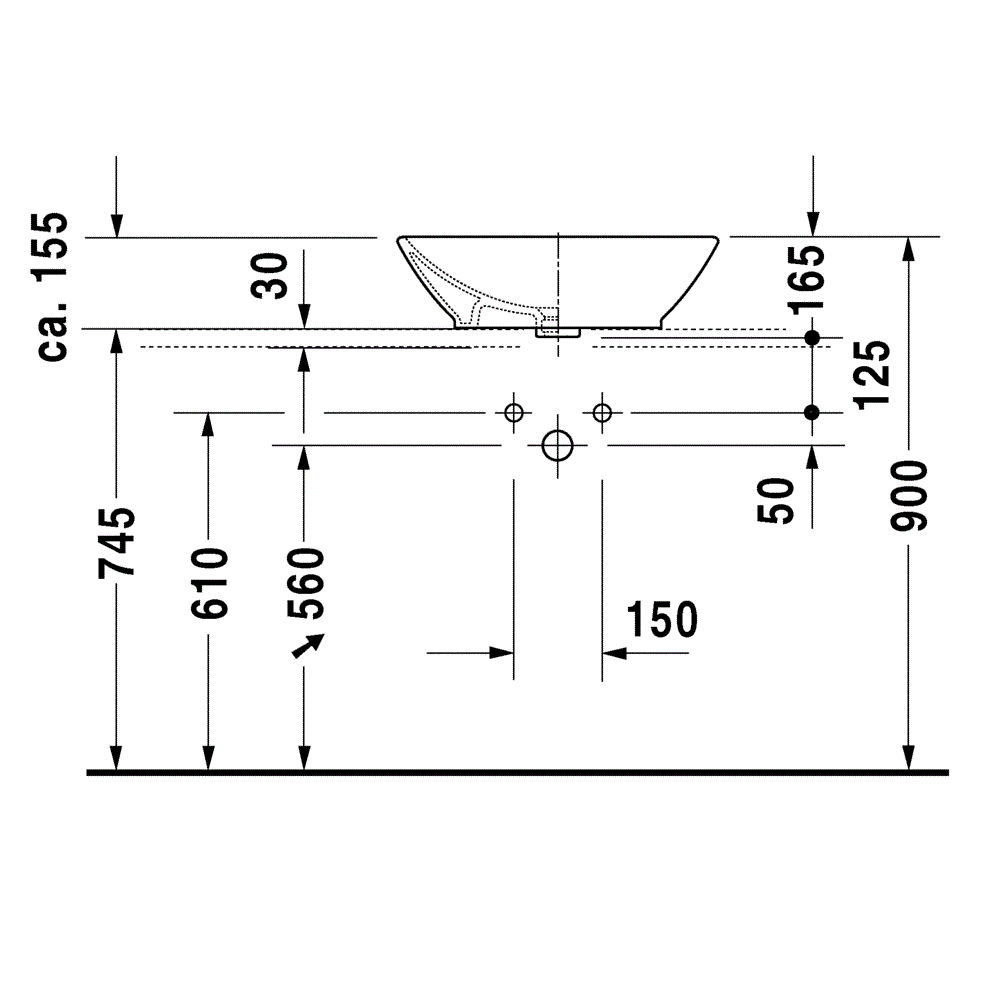 Раковина накладная Duravit Bacino 0334520000 55x42