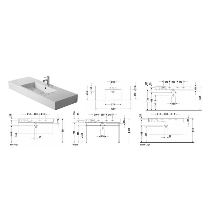 Раковина для мебели Duravit Vero 0329120030 125x49