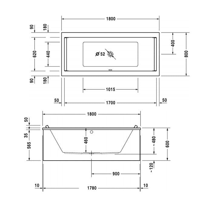 Ванна встраиваемая Duravit Starck 700338000000000 180x80