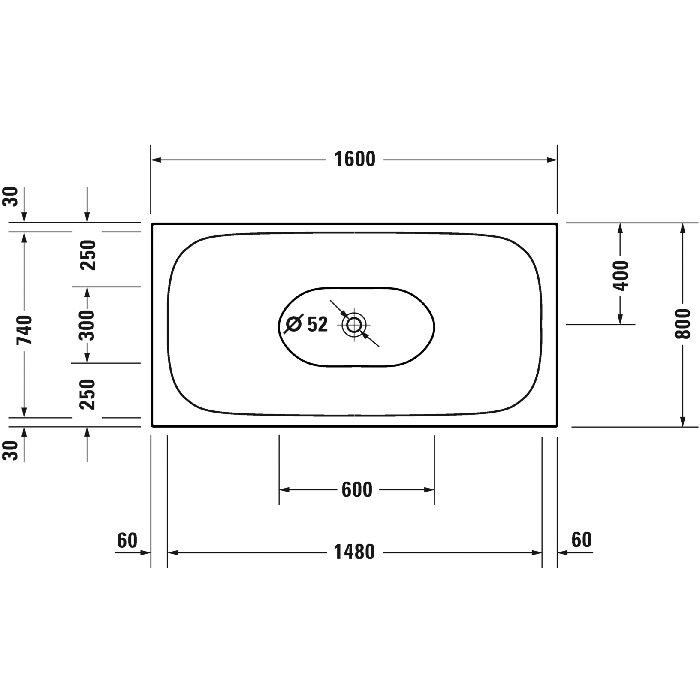 Ванна отдельностоящая Duravit XViu 700444000B10000 160x80