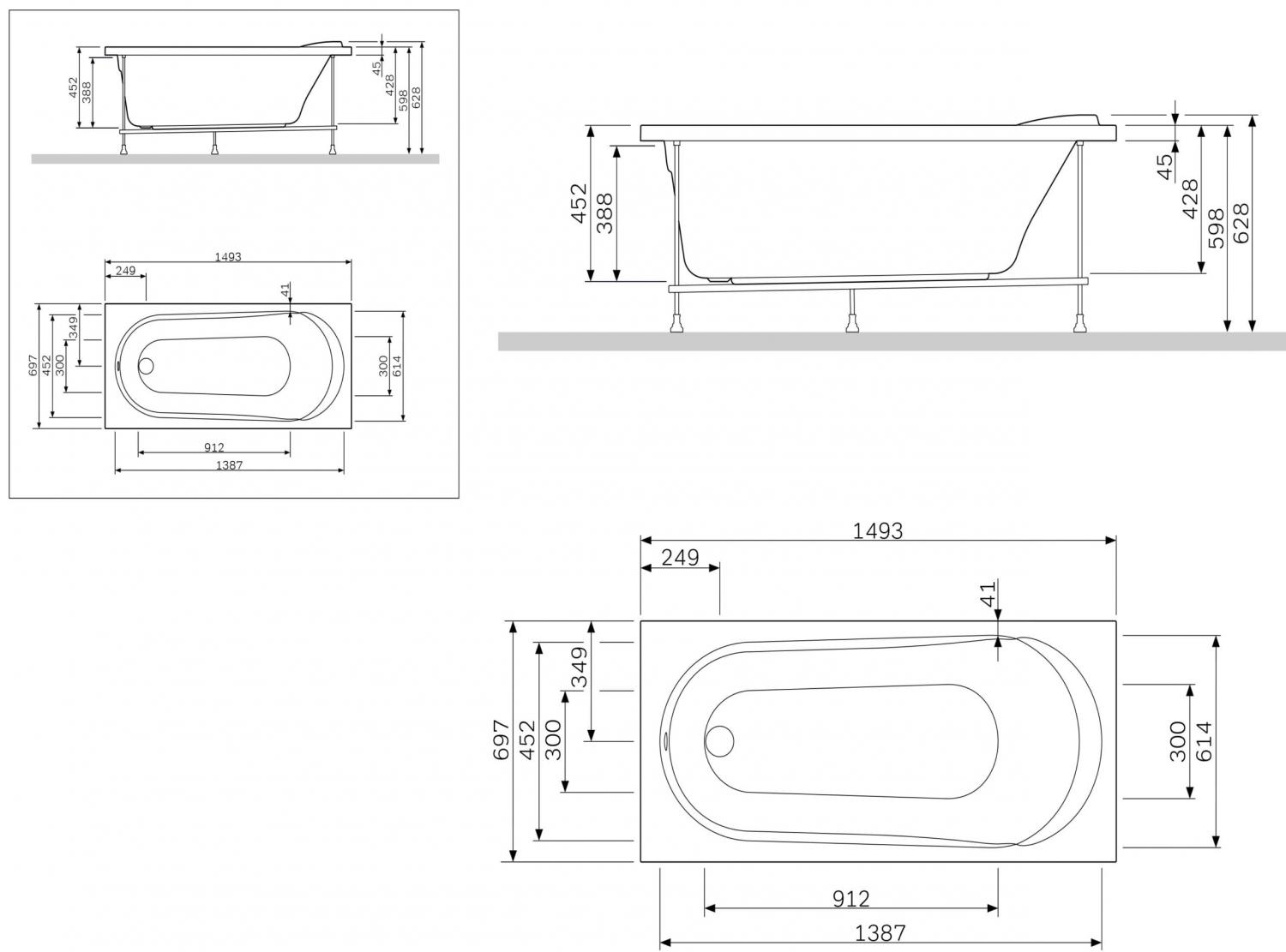 Фронтальная панель AM.PM W85A-150-070W-P