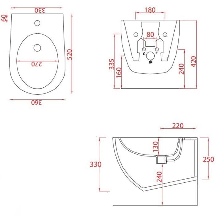 Биде подвесное Artceram File FLB001 01 30 52х36