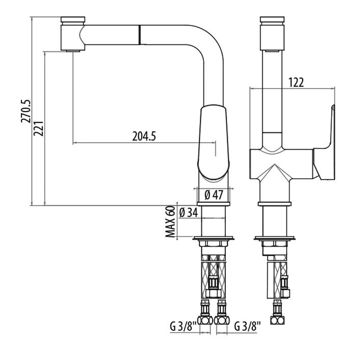 Смеситель для раковины Gattoni H2omix3000 3070/30C0cr