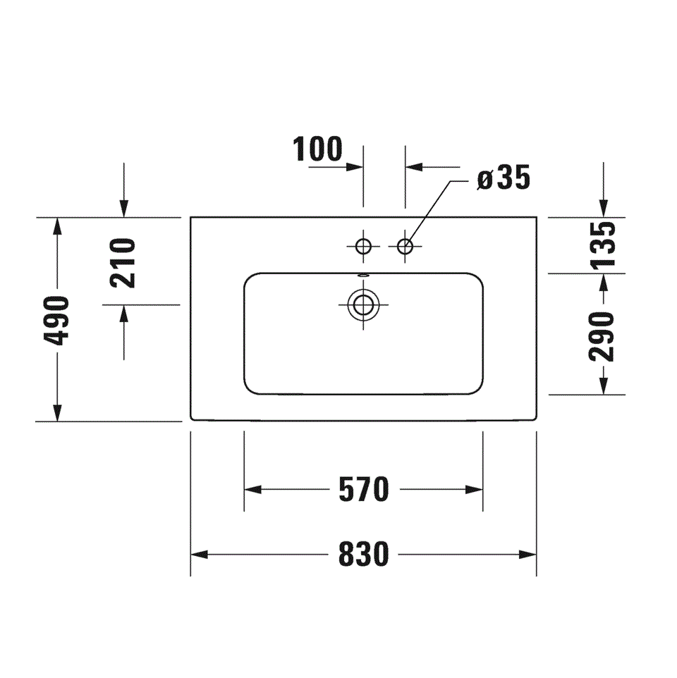 Раковина подвесная Duravit ME by Starck 2336830000 83x49