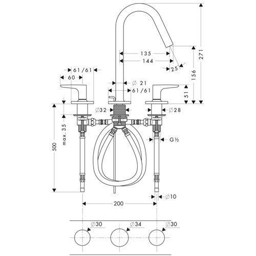 Смеситель для раковины Axor Citterio M 34133000