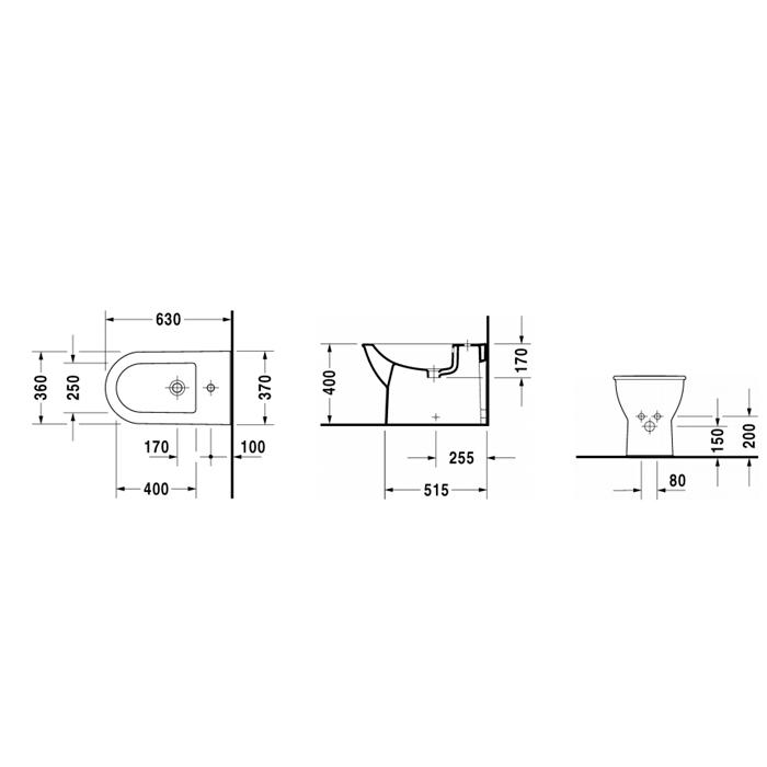 Биде напольное Duravit Darling New 2251100000 63x37