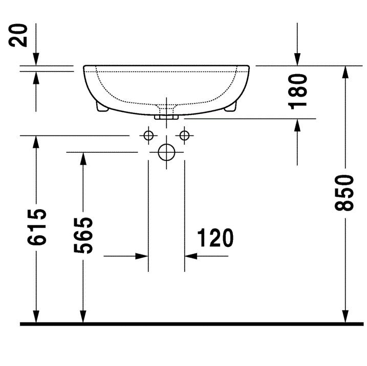 Раковина полувстраиваемая Duravit D-Code 0339550000 55x44