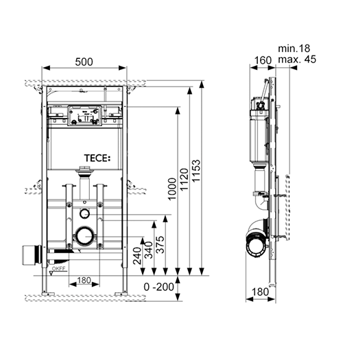 Модуль для установки унитаза Tece TECElux 9600200