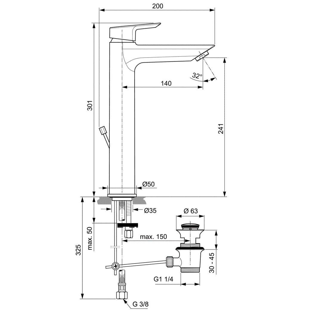 Смеситель для раковины Ideal Standard Tesi A6573AA