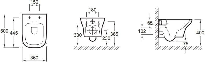 Унитаз подвесной Jacob Delafon Vox EDM102-00 50x36