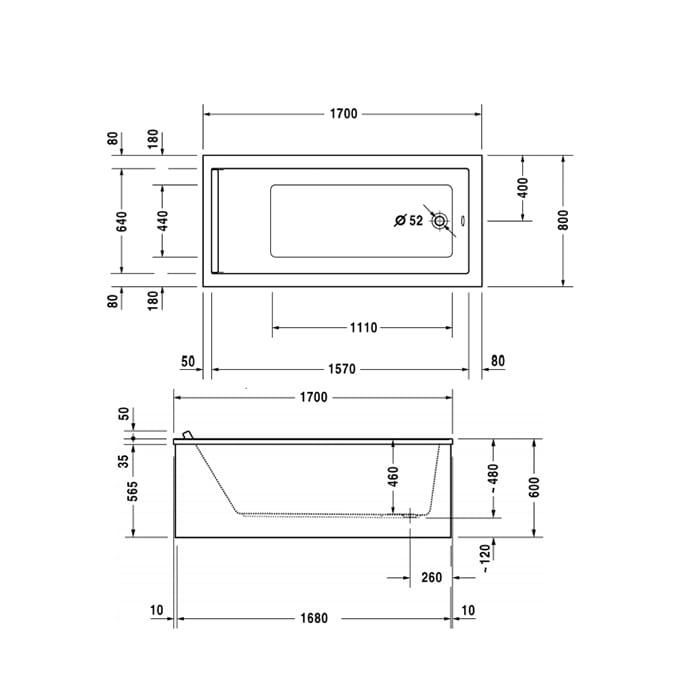 Ванна встраиваемая Duravit Starck 700336000000000 170x80