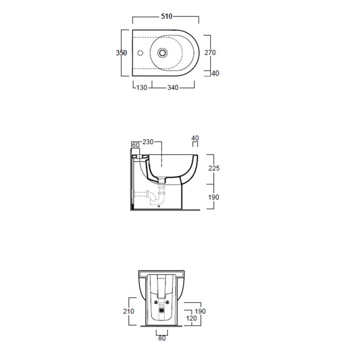 Биде напольное Simas E-Line EL04bi 51х35