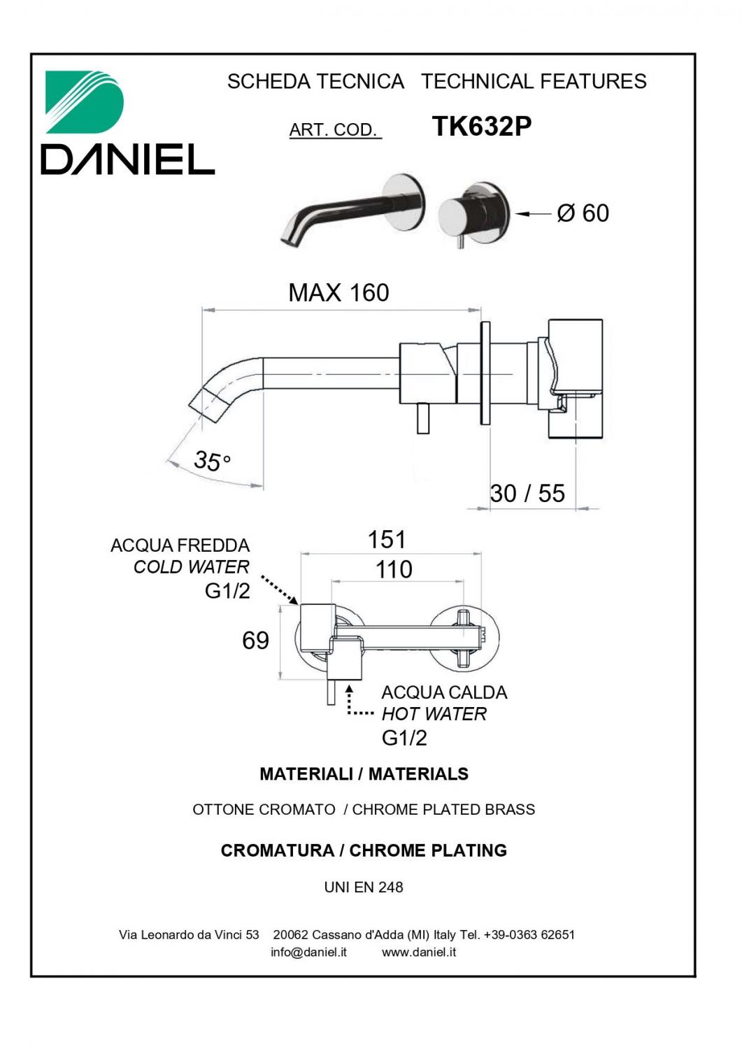 Cмеситель для раковины цвет черный мат. Daniel Tokyo TX632P-15