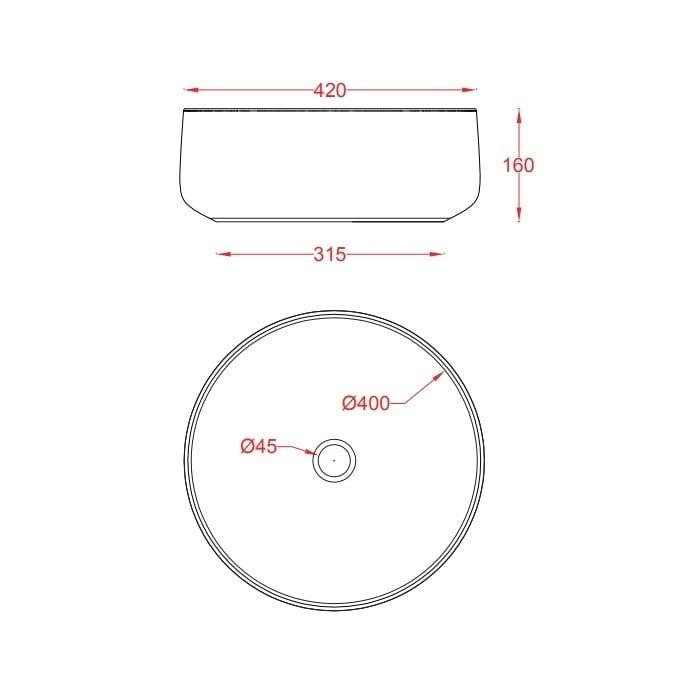 Раковина накладная Artceram Cognac COL001 01 00 bi 42х16