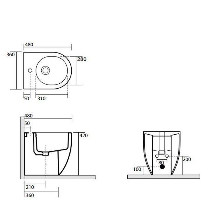 Биде напольное Kerasan Flo 312101*1 48х36