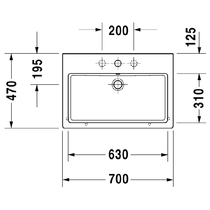 Раковина для мебели Duravit Vero 0454700044 70x47