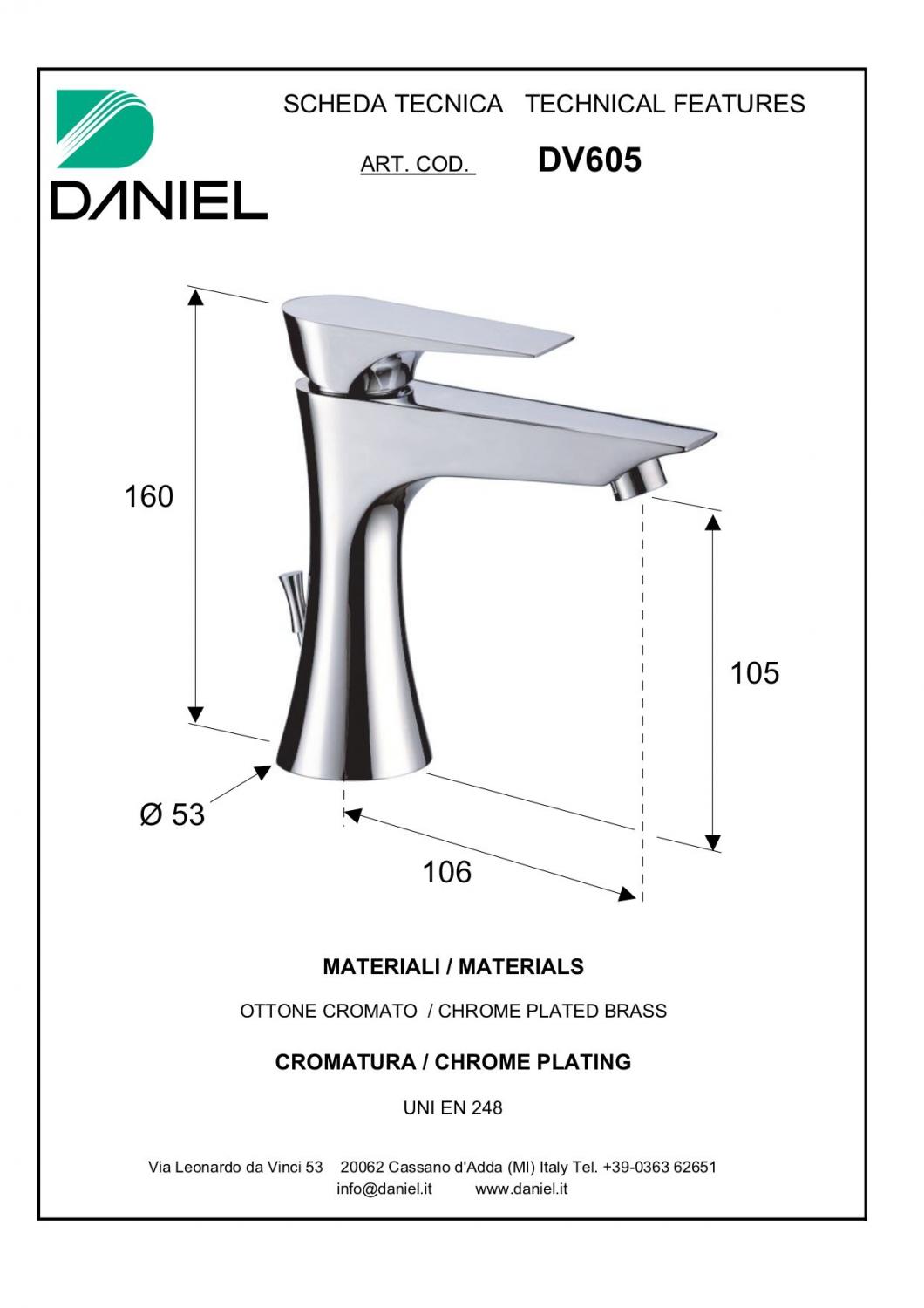 Смеситель для раковины Daniel Diva DV605-CR