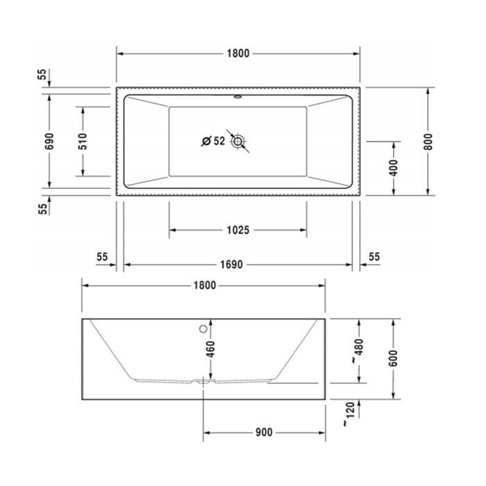 Ванна приставная Duravit Vero Air 700417000000000 180x80