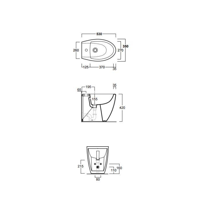 Биде напольное Simas Lft Spazio LFT21 bi*1 53х34