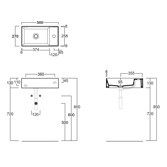 Раковина подвесная Simas Agile AG50 nero matt*1 50х27