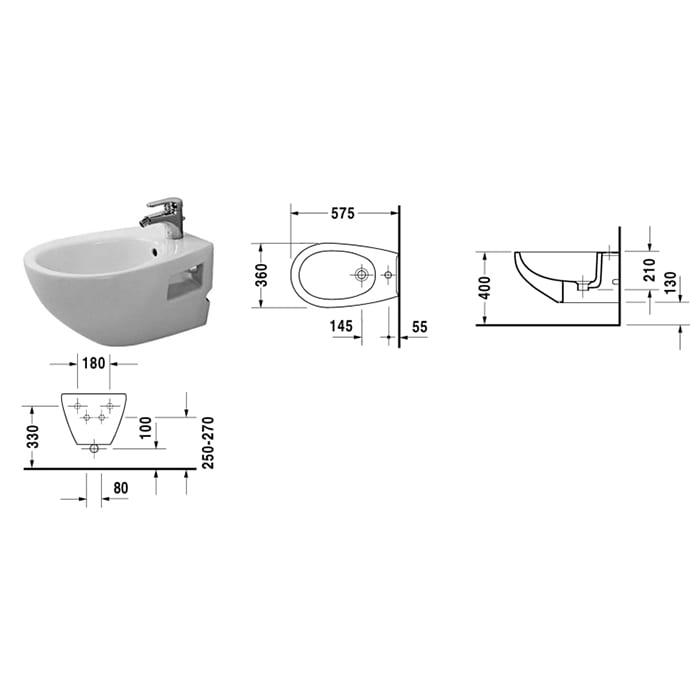 Биде подвесное Duravit Duraplus Colomba 2532104700 57.5x36