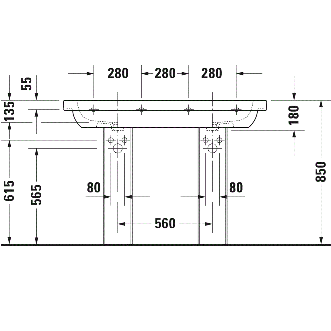 Раковина двойная для мебели Duravit D-Code 03481200302 120x49