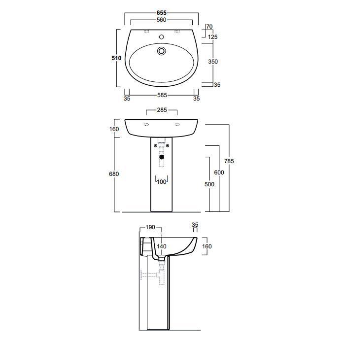 Раковина подвесная/накладная Simas Lft Spazio LFT05bi*1 65.5х51