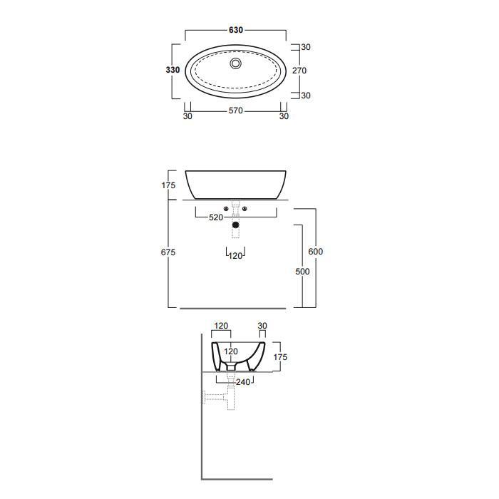 Раковина накладная Simas Lft Spazio LFT64bi*0 63x33
