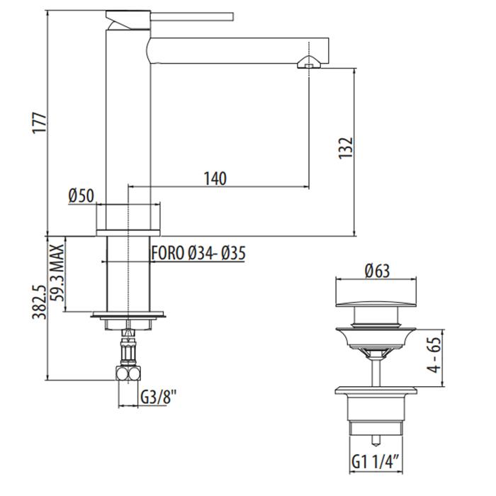 Смеситель для раковины Gattoni Circle One 9044/90C0 cr