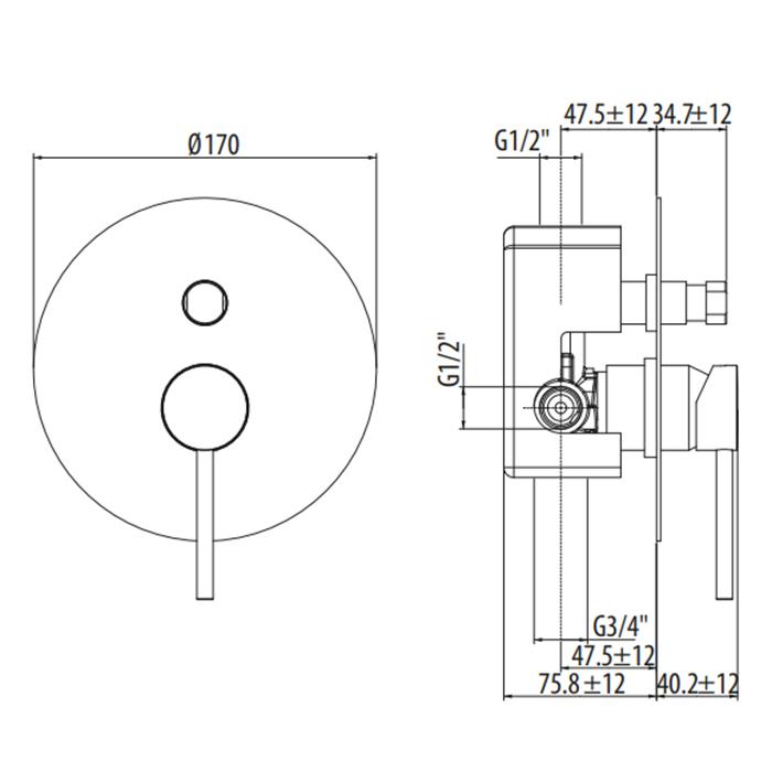 Смеситель для душа Gattoni Circle Two 9134/91C0