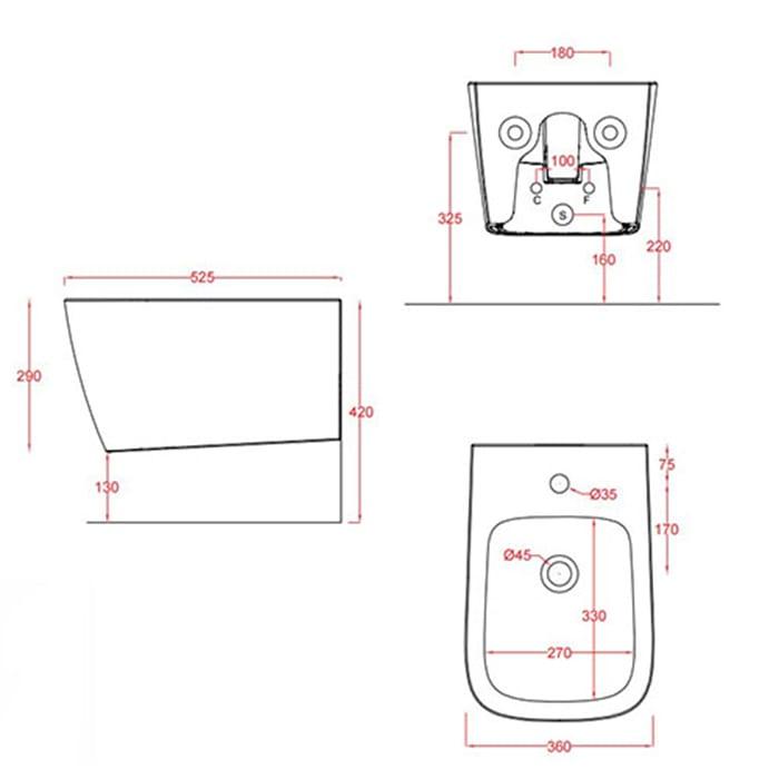 Биде подвесное Artceram A16 ASB001 01 00 bi*1 52х36