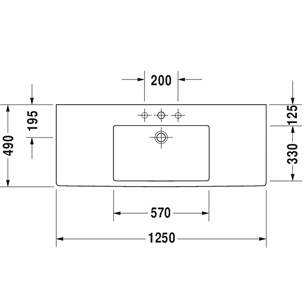 Раковина для мебели Duravit Vero 0329120000 125x49