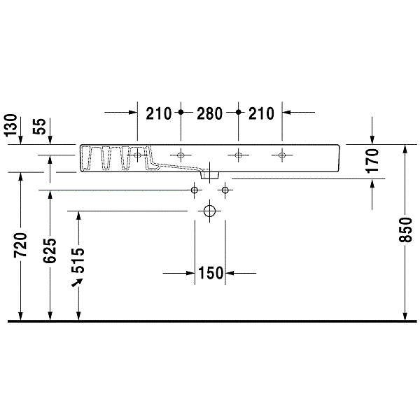 Раковина для мебели Duravit Vero 0329120044 125x49